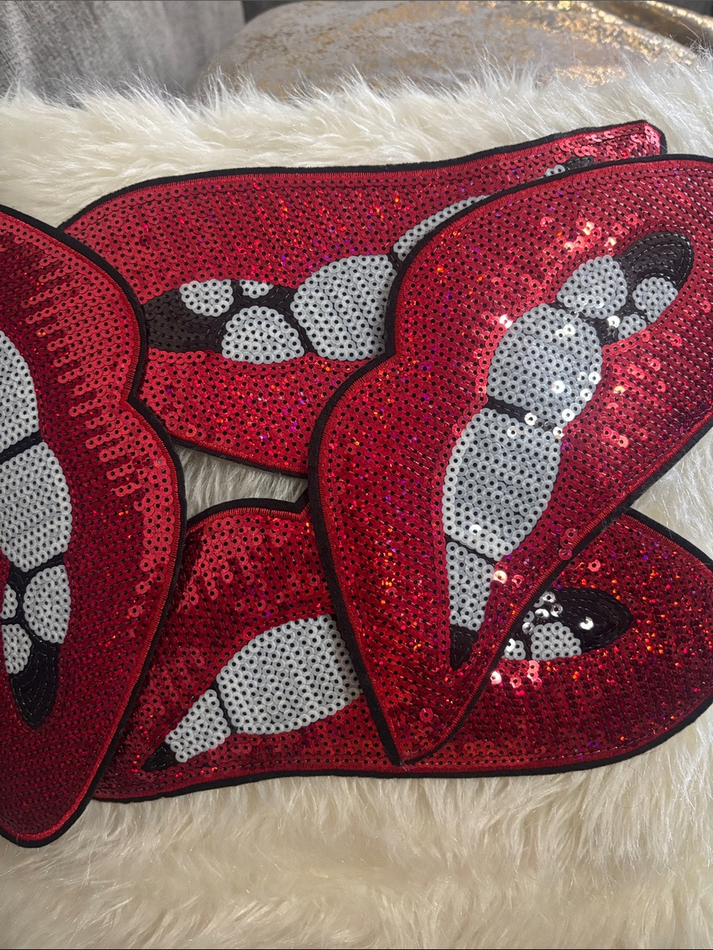 Sequin Red Lip Appliqué Patch Set